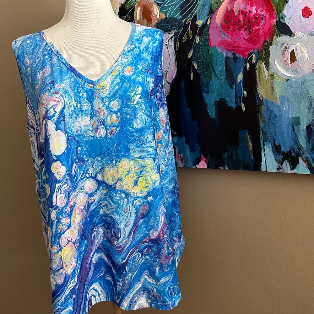 Sakurafina Monet-Inspired Abstract Print Sleeveless Top Size 1XL